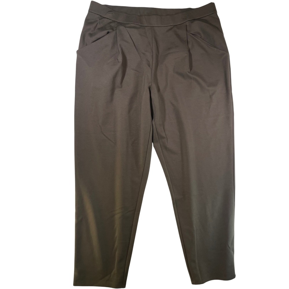 Eileen Fisher Tapered Ankle Pant Womens Brown Wren Flex Ponte XL F4TJH-P4704M